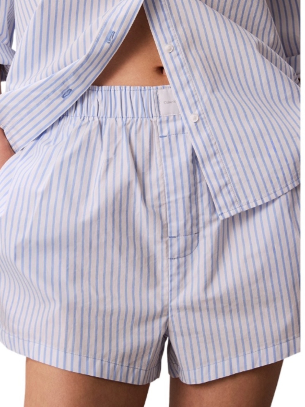 Calvin Klein Women's Cotton Poplin Shorts Blue/White Size S 12737
